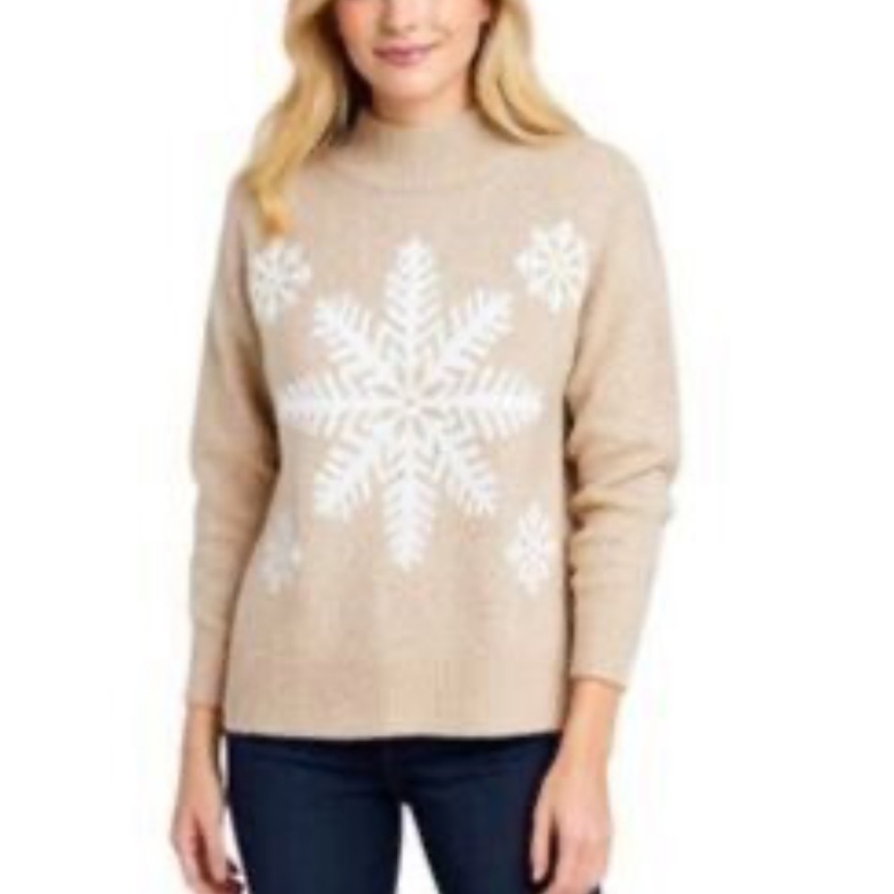 LOFT Mock Neck Snowflake Sweater